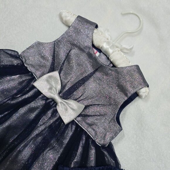 Rosenau Baby Dress Set 18M – Silver Bodice, Navy Mesh Skirt & Bloomers | Silver - Picture 5 of 9